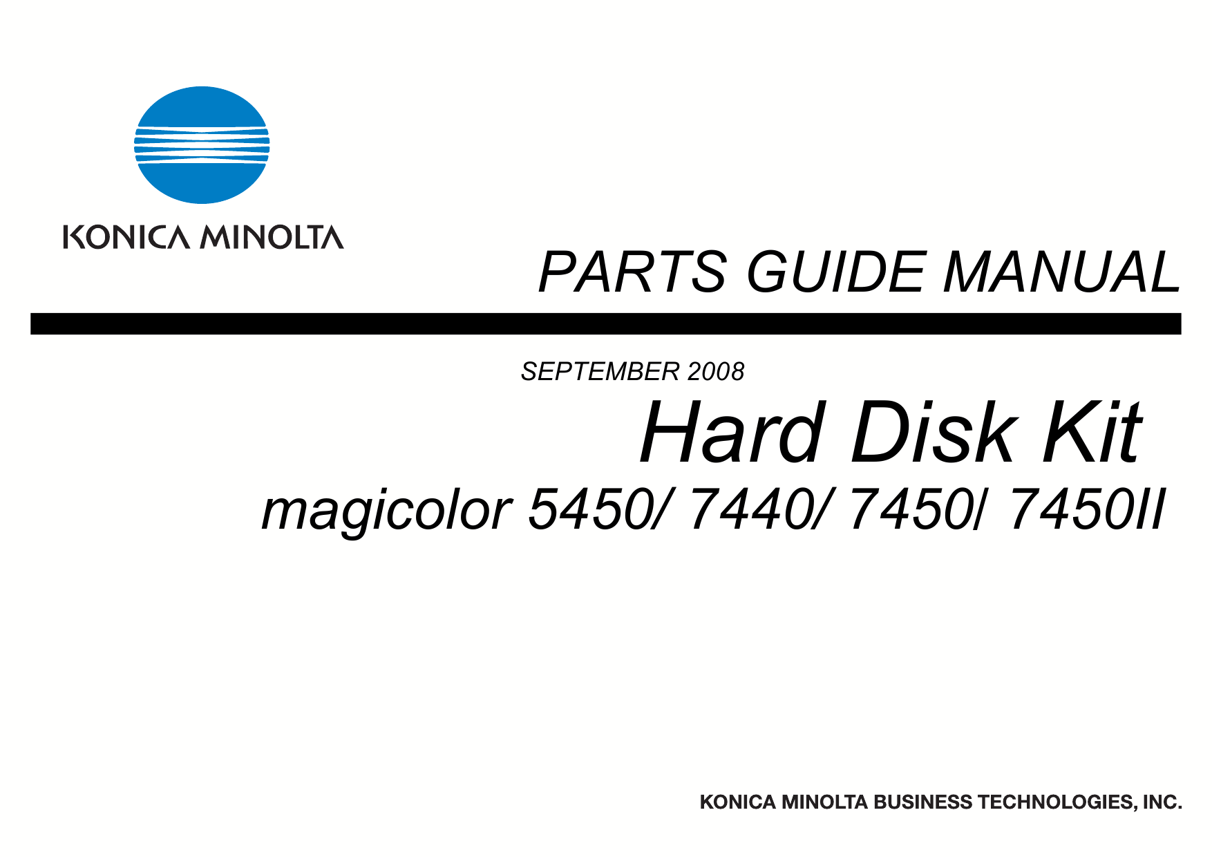 Konica-Minolta magicolor 7450 7440 5450 7450II Hard-Disk-Kit Parts Manual-1